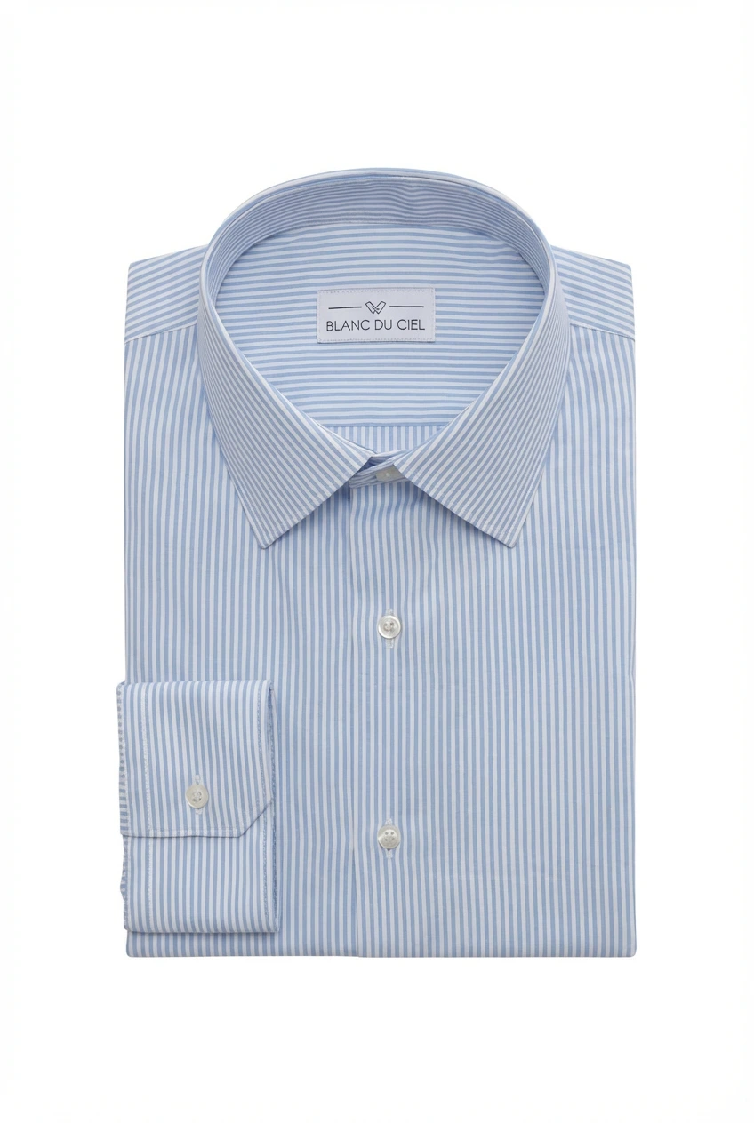 CHEMISE HOMME L’ÉCHAPPÉE RAYÉE BLEUE CIEL