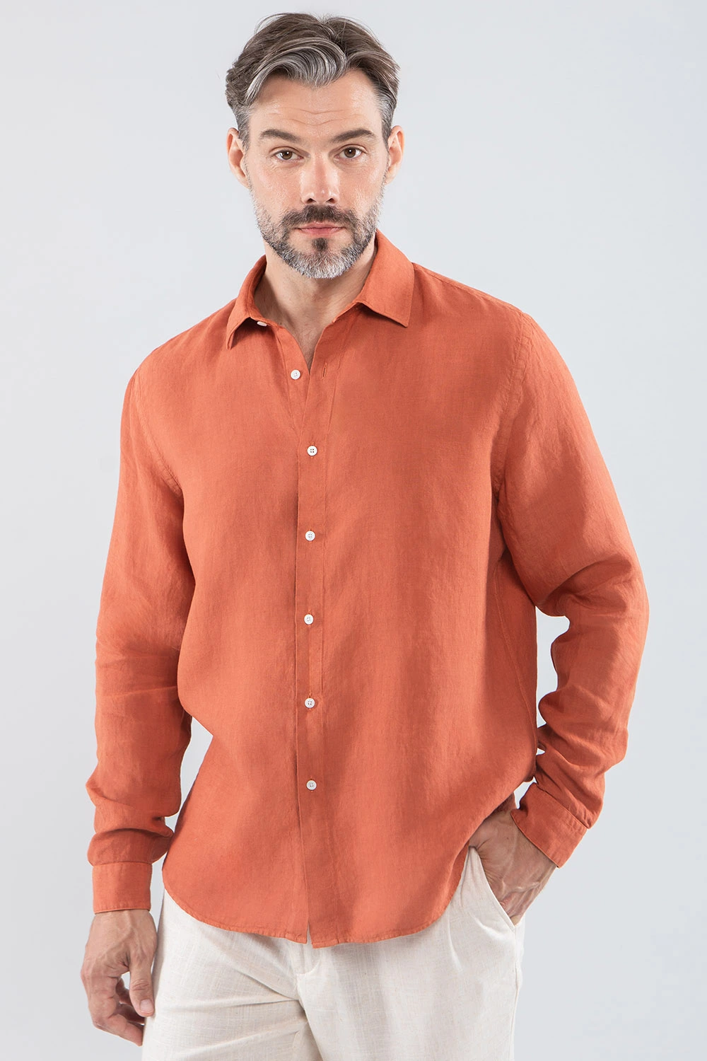 CHEMISE HOMME L’ESTIVALE LIN TERRACOTTA