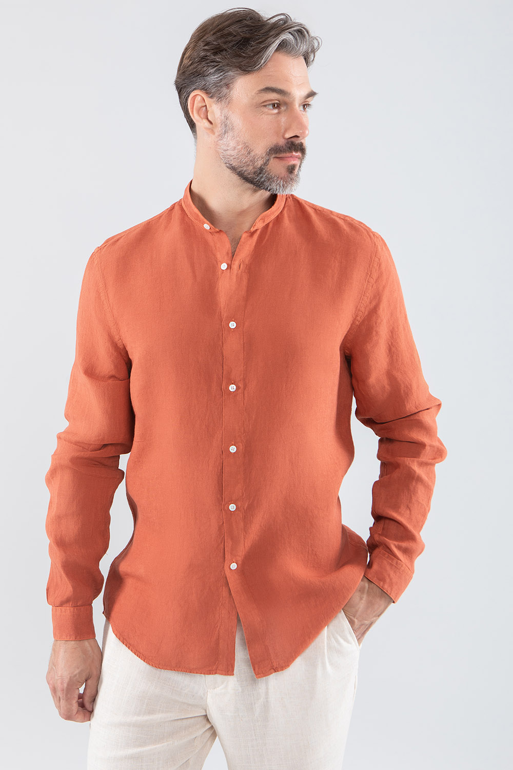 CHEMISE HOMME L’ODYSSÉE LIN TERRACOTTA